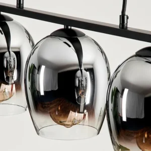 hofstein Suspension Verre 15cm Vevino Chrome, Clair, Fumé, 3 lumières* Lampes Modernes