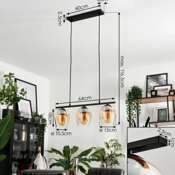 hofstein Suspension Verre 15cm Vevino Clair, 3 lumières* Lampes En Verre