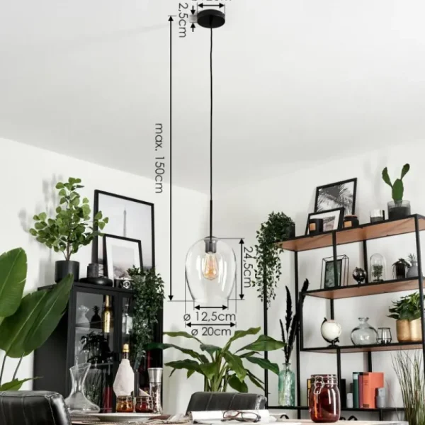 hofstein Suspension Verre 20cm Vevino Clair, 1 lumière* Lampes En Verre