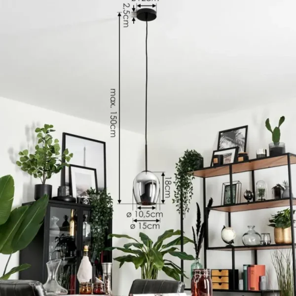 hofstein Suspension Verre 15cm Vevino Fumé, 1 lumière* Lampes Modernes