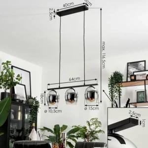 hofstein Suspension Verre 15cm Vevino Chrome, Clair, Fumé, 3 lumières* Lampes Modernes