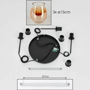 hofstein Suspension Verre 15cm Vevino Ambre, Clair, 3 lumières* Lampes En Verre