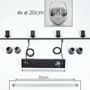 hofstein Suspension Verre 20cm Vevino Chrome, Fumé, 4 lumières* Lampes Modernes
