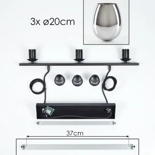 hofstein Suspension Verre 20cm Vevino Chrome, Fumé, 3 lumières* Lampes Modernes