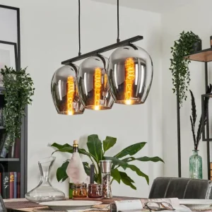 hofstein Suspension Verre 20cm Vevino Chrome, Fumé, 3 lumières* Lampes Modernes
