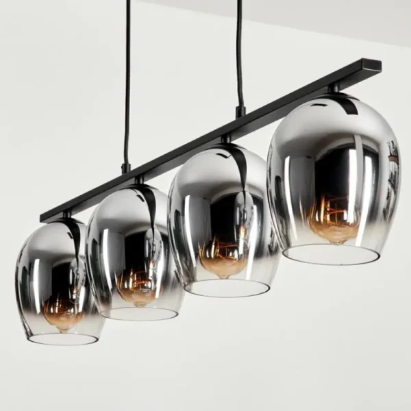 hofstein Suspension Verre 15cm Vevino Chrome, Clair, Fumé, 4 lumières* Lampes Modernes