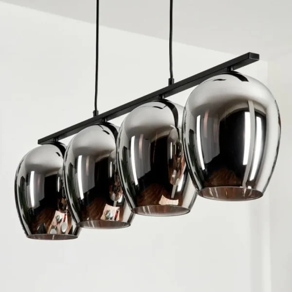 hofstein Suspension Verre 20cm Vevino Chrome, Fumé, 4 lumières* Lampes Modernes