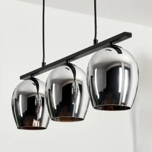 hofstein Suspension Verre 15cm Vevino Chrome, Fumé, 3 lumières* Lampes Modernes