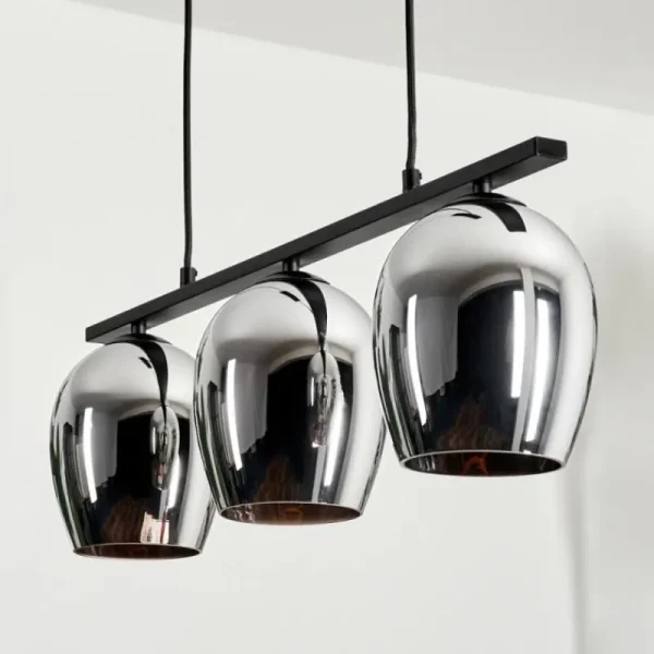 hofstein Suspension Verre 15cm Vevino Chrome, Fumé, 3 lumières* Lampes Modernes