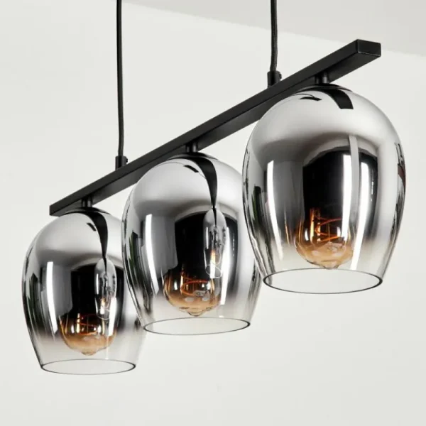 hofstein Suspension Verre 15cm Vevino Chrome, Clair, Fumé, 3 lumières* Lampes Modernes
