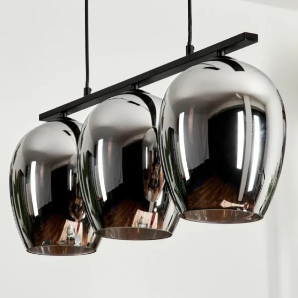 hofstein Suspension Verre 20cm Vevino Chrome, Fumé, 3 lumières* Lampes Modernes