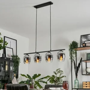 hofstein Suspension Verre 15cm Vevino Chrome, Clair, Fumé, 4 lumières* Lampes Modernes