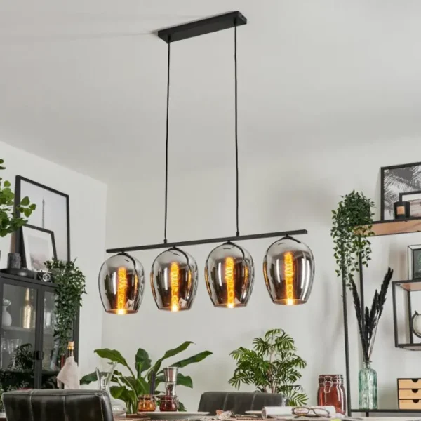 hofstein Suspension Verre 20cm Vevino Chrome, Fumé, 4 lumières* Lampes Modernes