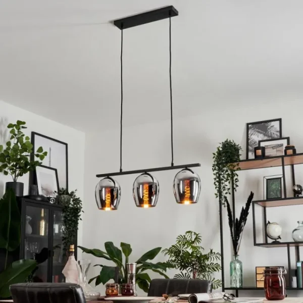 hofstein Suspension Verre 15cm Vevino Chrome, Fumé, 3 lumières* Lampes Modernes