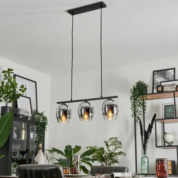 hofstein Suspension Verre 15cm Vevino Chrome, Clair, Fumé, 3 lumières* Lampes Modernes