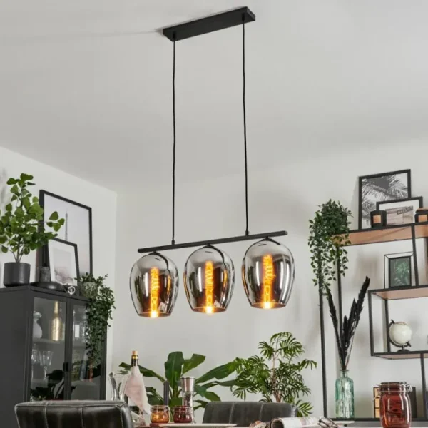 hofstein Suspension Verre 20cm Vevino Chrome, Fumé, 3 lumières* Lampes Modernes