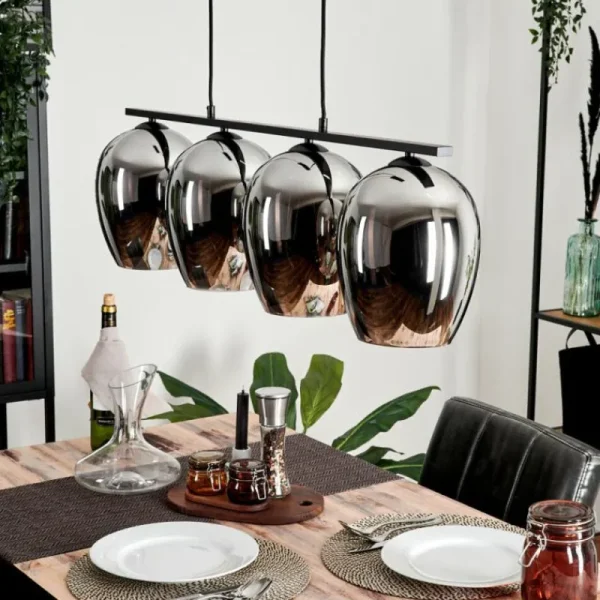 hofstein Suspension Verre 20cm Vevino Chrome, Fumé, 4 lumières* Lampes Modernes