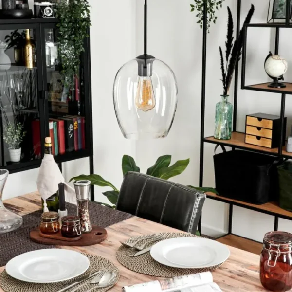 hofstein Suspension Verre 20cm Vevino Clair, 1 lumière* Lampes En Verre
