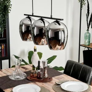 hofstein Suspension Verre 20cm Vevino Chrome, Fumé, 3 lumières* Lampes Modernes