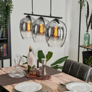 hofstein Suspension Vevino Clair, Fumé, 3 lumières* Lampes Modernes