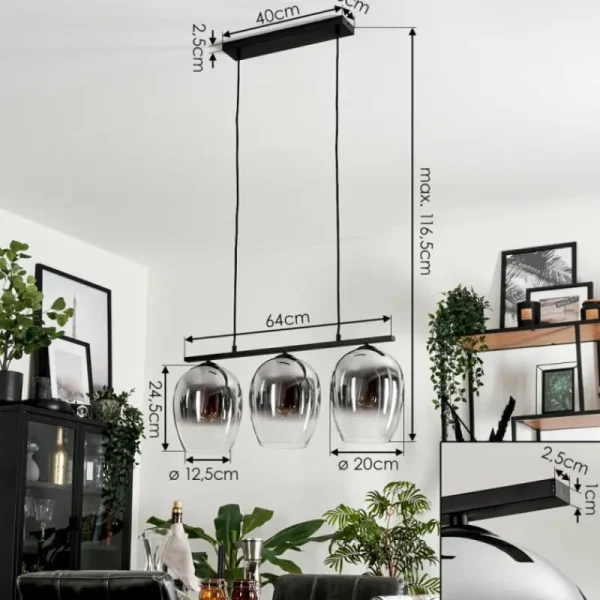 hofstein Suspension Vevino Clair, Fumé, 3 lumières* Lampes Modernes