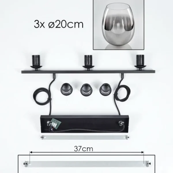 hofstein Suspension Vevino Clair, Fumé, 3 lumières* Lampes Modernes
