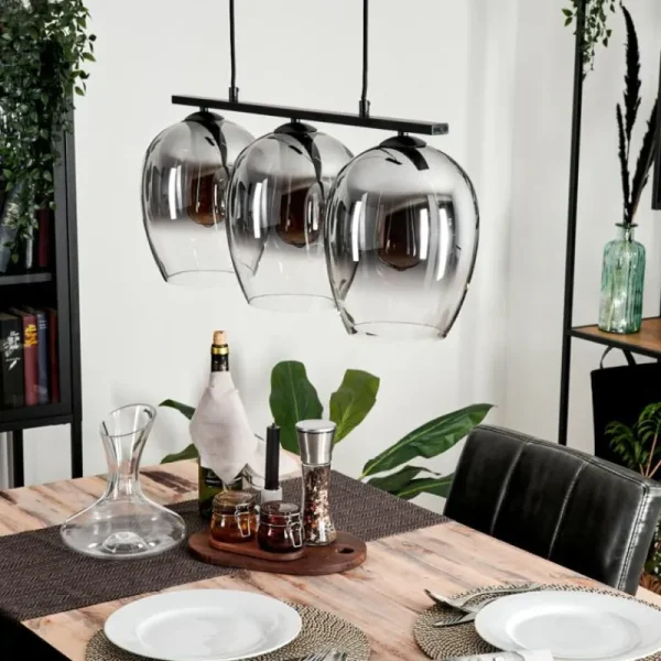 hofstein Suspension Vevino Clair, Fumé, 3 lumières* Lampes Modernes
