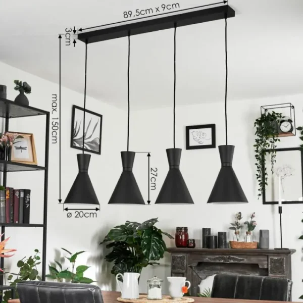 hofstein Suspension Vijes Noir, 4 lumières* Lampes Modernes