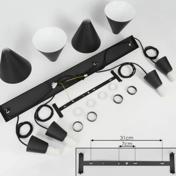 hofstein Suspension Vijes Noir, 4 lumières* Lampes Modernes