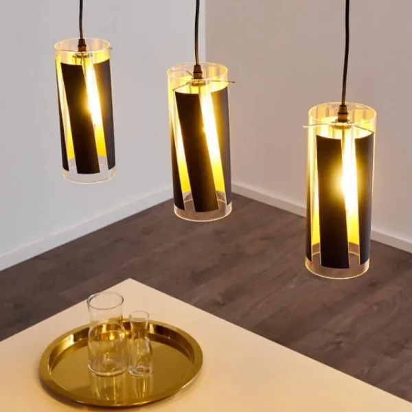 hofstein Suspension Vänersborg Noir, 3 lumières* Lampes En Verre
