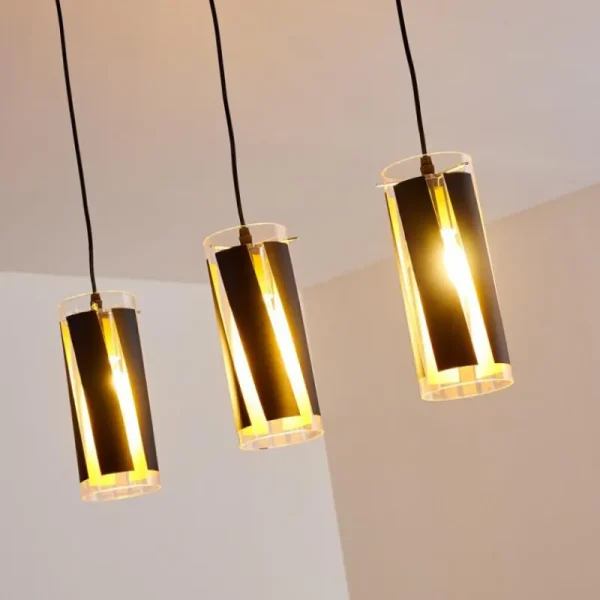 hofstein Suspension Vänersborg Noir, 3 lumières* Lampes En Verre