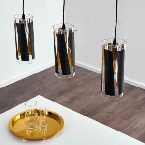 hofstein Suspension Vänersborg Noir, 3 lumières* Lampes En Verre