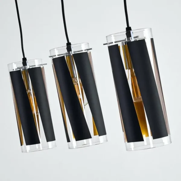 hofstein Suspension Vänersborg Noir, 3 lumières* Lampes En Verre