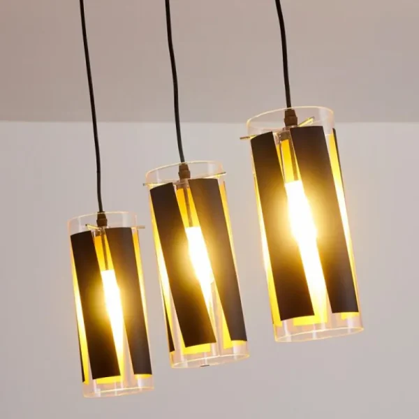 hofstein Suspension Vänersborg Noir, 3 lumières* Lampes En Verre