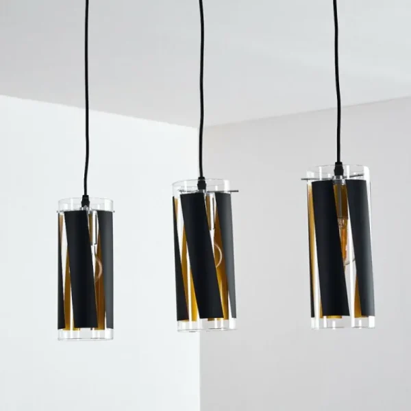 hofstein Suspension Vänersborg Noir, 3 lumières* Lampes En Verre