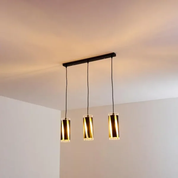 hofstein Suspension Vänersborg Noir, 3 lumières* Lampes En Verre
