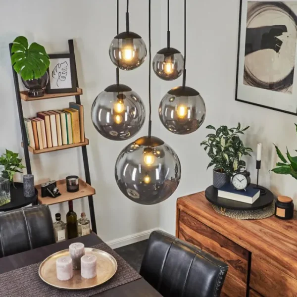 hofstein Suspension Voluntad Noir, 5 lumières* Lampes Modernes