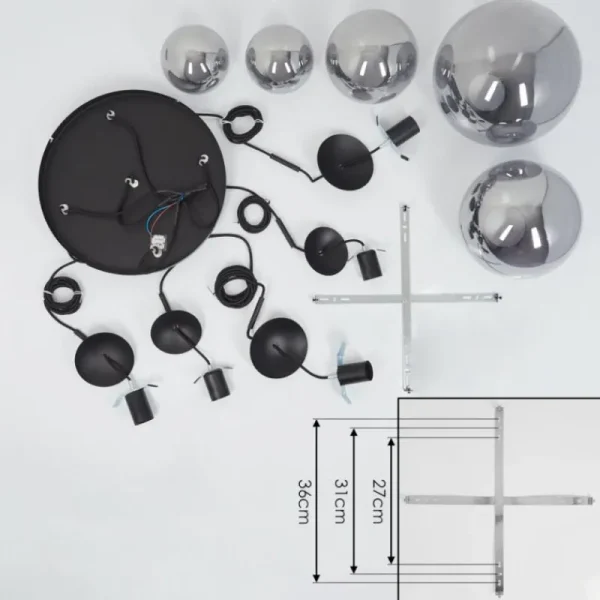 hofstein Suspension Voluntad Noir, 5 lumières* Lampes Modernes