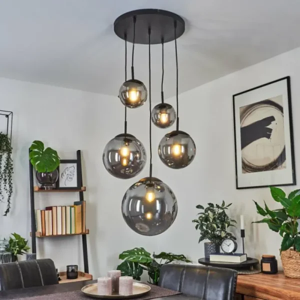 hofstein Suspension Voluntad Noir, 5 lumières* Lampes Modernes