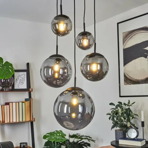 hofstein Suspension Voluntad Noir, 5 lumières* Lampes Modernes