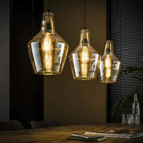 hofstein Suspension WAALSORDEN Transparent, 3 lumières* Lampes En Verre
