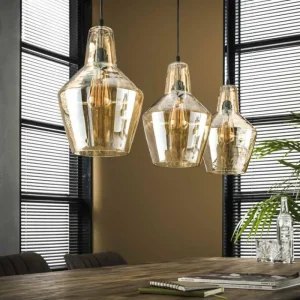 hofstein Suspension WAALSORDEN Transparent, 3 lumières* Lampes En Verre