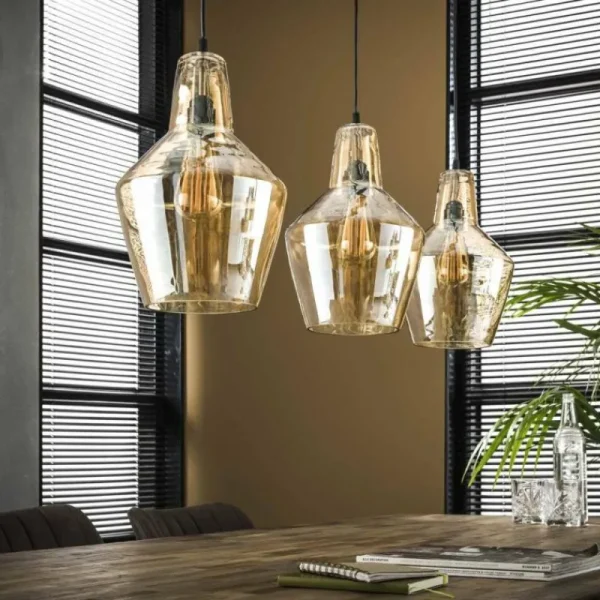 hofstein Suspension WAALSORDEN Transparent, 3 lumières* Lampes En Verre