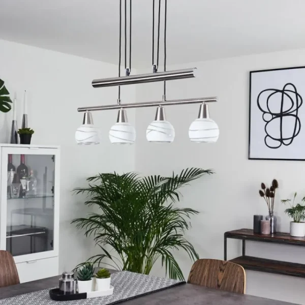 hofstein Suspension Warga LED Nickel mat, 4 lumières* Lampes En Verre