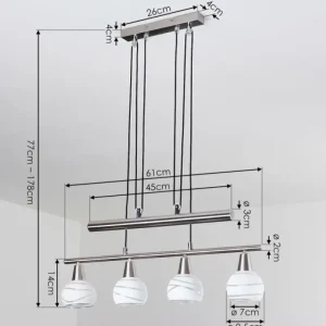 hofstein Suspension Warga LED Nickel mat, 4 lumières* Lampes En Verre