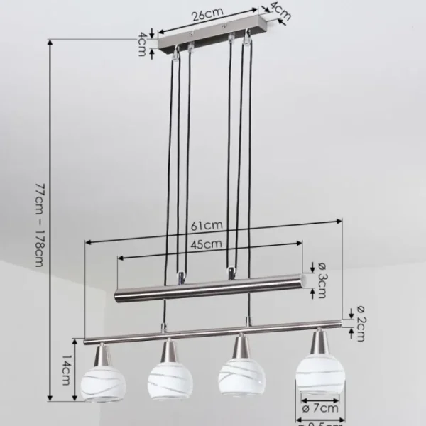 hofstein Suspension Warga LED Nickel mat, 4 lumières* Lampes En Verre