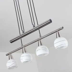 hofstein Suspension Warga LED Nickel mat, 4 lumières* Lampes En Verre