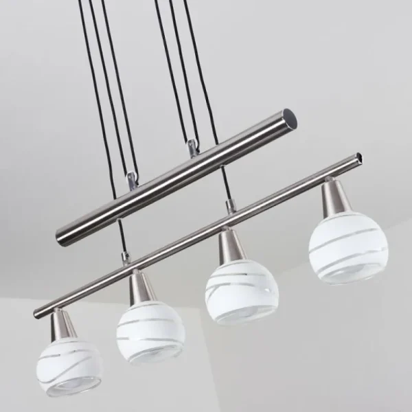 hofstein Suspension Warga LED Nickel mat, 4 lumières* Lampes En Verre
