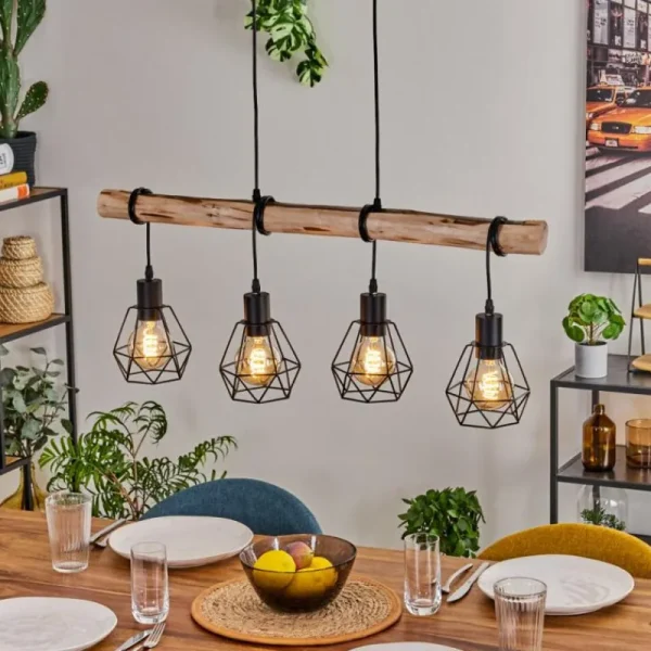 hofstein Suspension Yaak Écru, Noir, 4 lumières* Lampes Modernes
