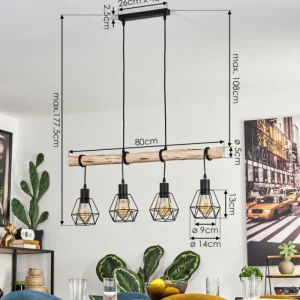 hofstein Suspension Yaak Écru, Noir, 4 lumières* Lampes Modernes